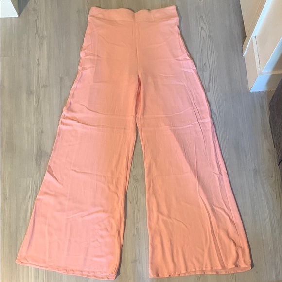 Pants - Pink Wide Leg High-Waisted Pants